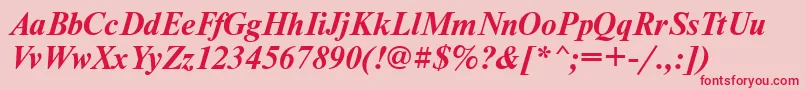 NewtonattBolditalic-fontti – punaiset fontit vaaleanpunaisella taustalla