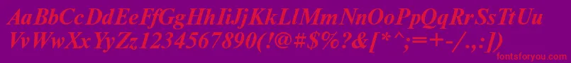 NewtonattBolditalic-fontti – punaiset fontit violetilla taustalla