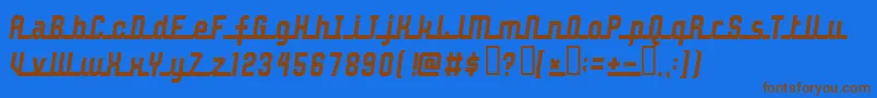 フォントJohn Doe – 茶色の文字が青い背景にあります。