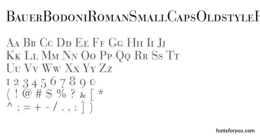 A fonte BauerBodoniRomanSmallCapsOldstyleFigures – alfabeto, números, caracteres especiais