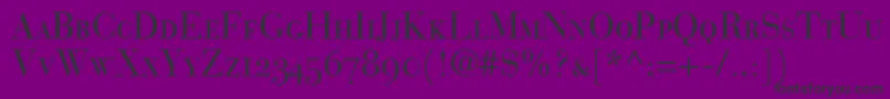 Шрифт BauerBodoniRomanSmallCapsOldstyleFigures – чёрные шрифты на фиолетовом фоне