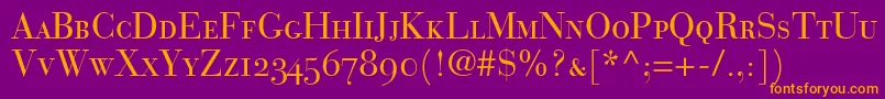 BauerBodoniRomanSmallCapsOldstyleFigures Font – Orange Fonts on Purple Background