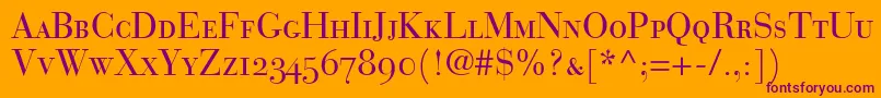 BauerBodoniRomanSmallCapsOldstyleFigures Font – Purple Fonts on Orange Background