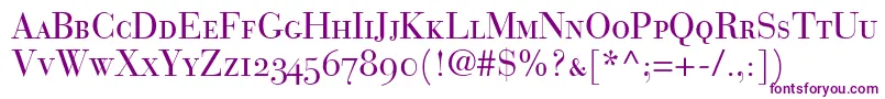 Шрифт BauerBodoniRomanSmallCapsOldstyleFigures – фиолетовые шрифты на белом фоне