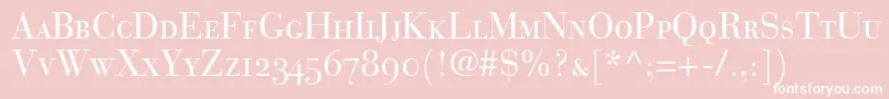 フォントBauerBodoniRomanSmallCapsOldstyleFigures – ピンクの背景に白い文字