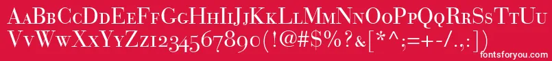 BauerBodoniRomanSmallCapsOldstyleFigures Font – White Fonts on Red Background