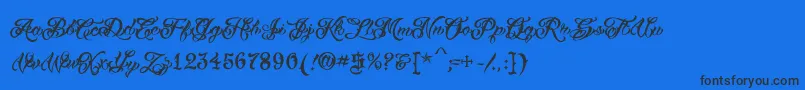 VtcTattooscripttwo-Schriftart – Schwarze Schriften auf blauem Hintergrund