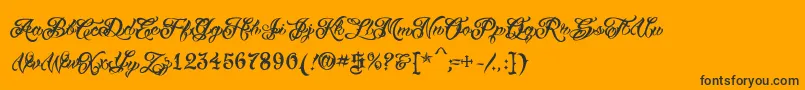 VtcTattooscripttwo-Schriftart – Schwarze Schriften auf orangefarbenem Hintergrund