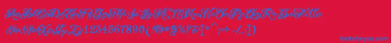 Czcionka VtcTattooscripttwo – niebieskie czcionki na czerwonym tle