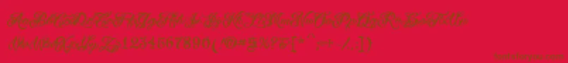 VtcTattooscripttwo-Schriftart – Braune Schriften auf rotem Hintergrund