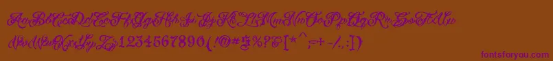 VtcTattooscripttwo-Schriftart – Violette Schriften auf braunem Hintergrund