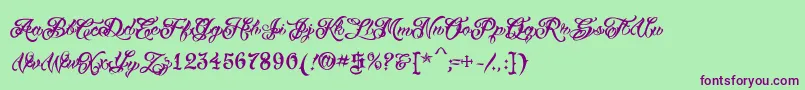 VtcTattooscripttwo Font – Purple Fonts on Green Background