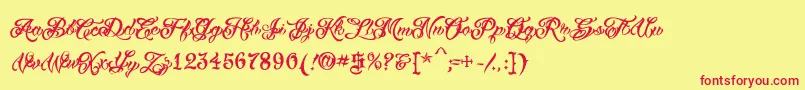 VtcTattooscripttwo Font – Red Fonts on Yellow Background