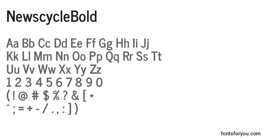 Шрифт NewscycleBold – алфавит, цифры, специальные символы