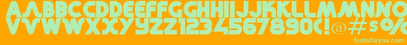 RetroMonoWide-Schriftart – Grüne Schriften auf orangefarbenem Hintergrund