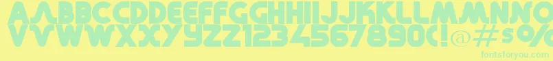 RetroMonoWide Font – Green Fonts on Yellow Background