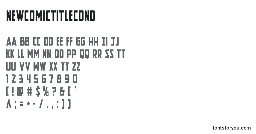 Czcionka Newcomictitlecond – alfabet, cyfry, specjalne znaki