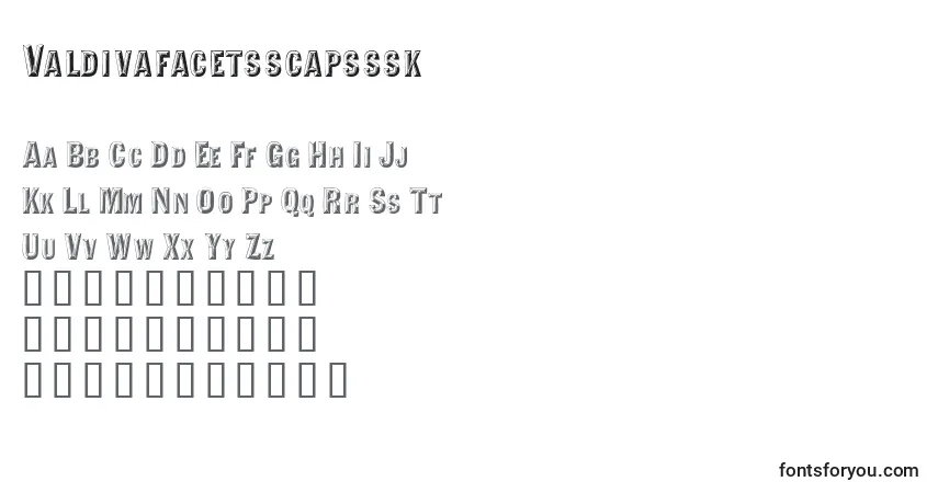Шрифт Valdivafacetsscapsssk – алфавит, цифры, специальные символы