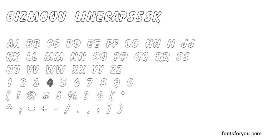 Czcionka Gizmooutlinecapsssk – alfabet, cyfry, specjalne znaki