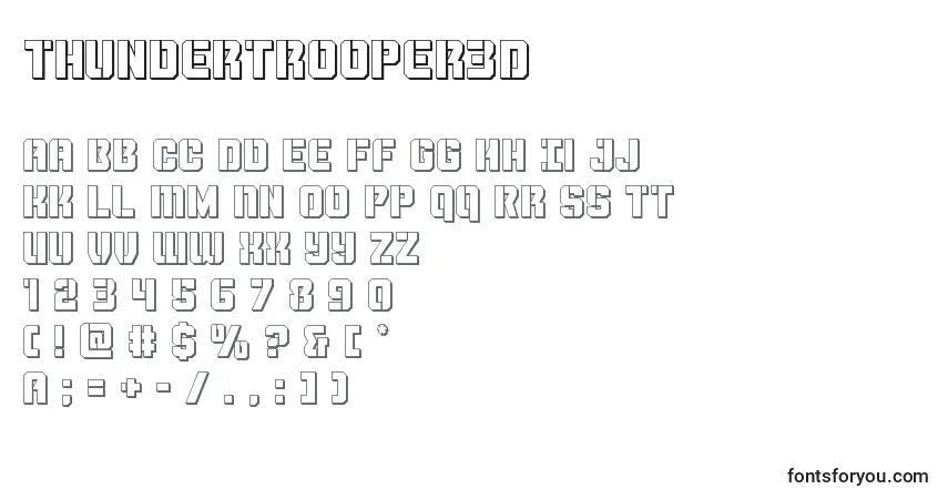 Czcionka Thundertrooper3D – alfabet, cyfry, specjalne znaki