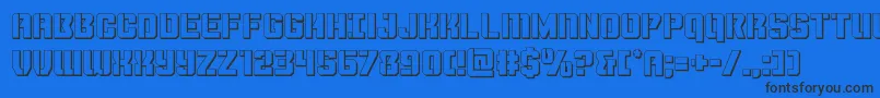 Thundertrooper3D-Schriftart – Schwarze Schriften auf blauem Hintergrund