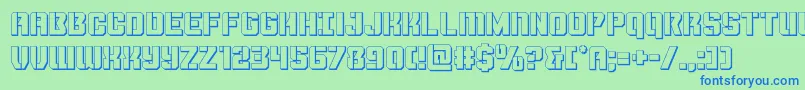 フォントThundertrooper3D – 青い文字は緑の背景です。