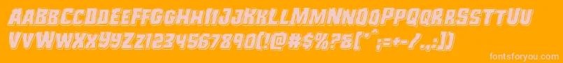 Monsterhunterpunchital-Schriftart – Rosa Schriften auf orangefarbenem Hintergrund