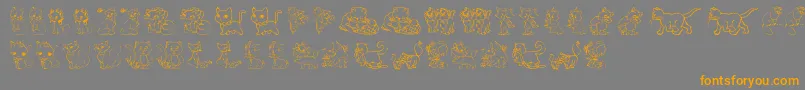 フォントTenderKittens – オレンジの文字は灰色の背景にあります。