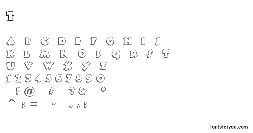 A fonte Tooneyno – alfabeto, números, caracteres especiais