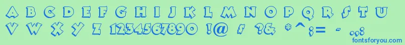 Tooneyno Font – Blue Fonts on Green Background