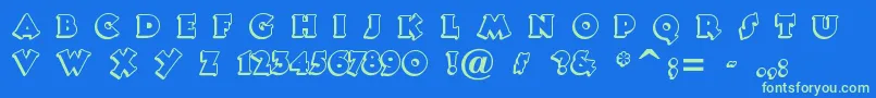 Tooneyno Font – Green Fonts on Blue Background