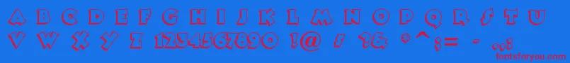 Tooneyno Font – Red Fonts on Blue Background