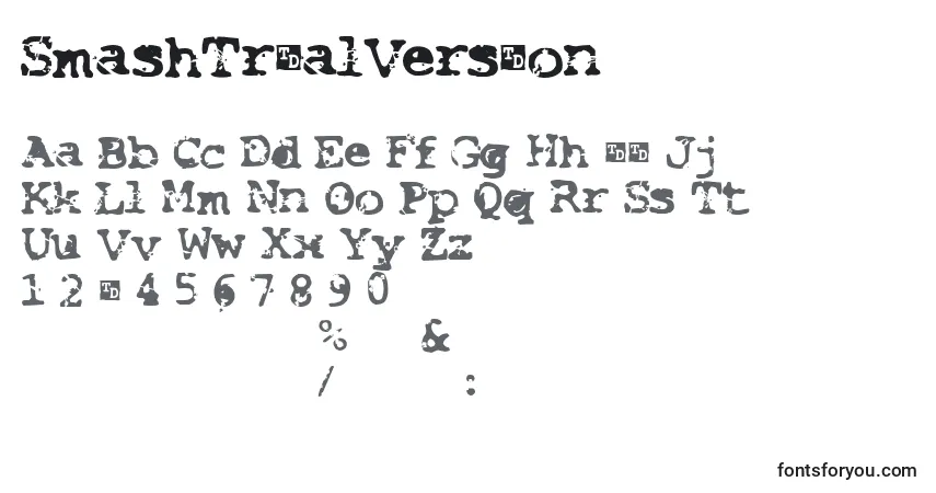 Schriftart SmashTrialVersion – Alphabet, Zahlen, spezielle Symbole