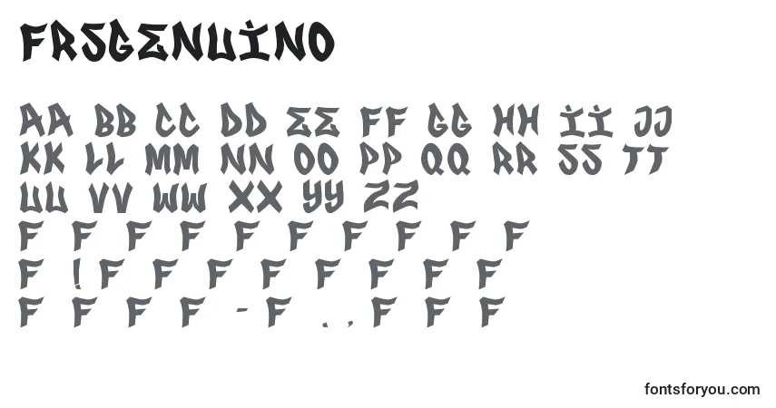 A fonte FrsGenuino – alfabeto, números, caracteres especiais