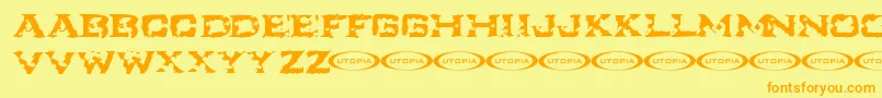フォントIkart – オレンジの文字が黄色の背景にあります。