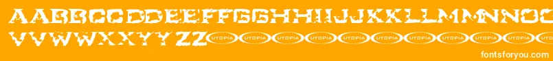 Ikart-fontti – valkoiset fontit oranssilla taustalla