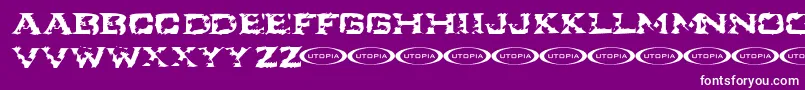 Ikart-fontti – valkoiset fontit violetilla taustalla