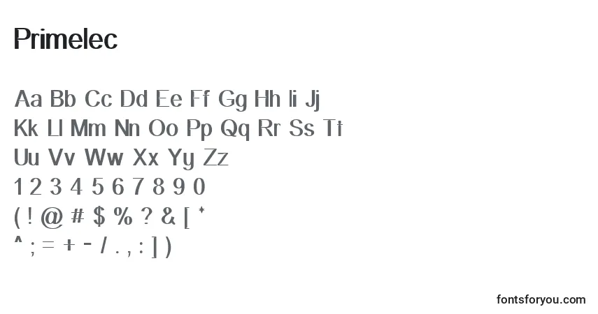 A fonte Primelec – alfabeto, números, caracteres especiais