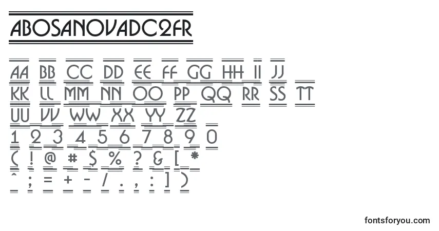 Czcionka ABosanovadc2fr – alfabet, cyfry, specjalne znaki
