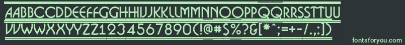 フォントABosanovadc2fr – 黒い背景に緑の文字