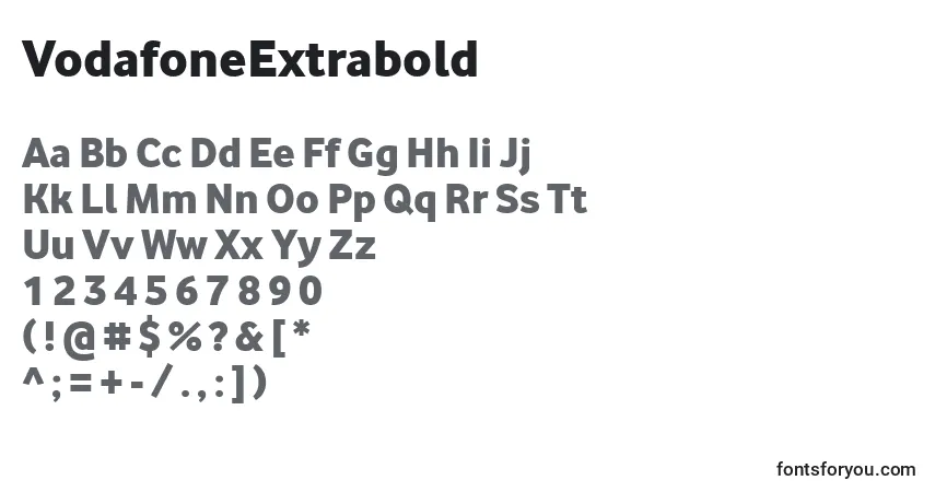 A fonte VodafoneExtrabold – alfabeto, números, caracteres especiais