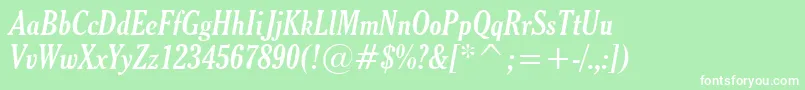 Fonte ThyssenJItalic – fontes brancas em um fundo verde