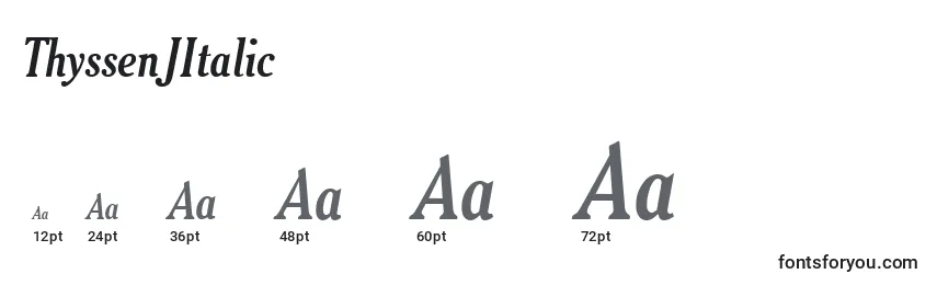 Размеры шрифта ThyssenJItalic