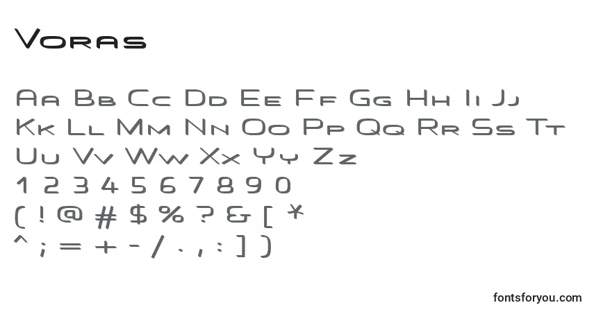Schriftart Voras – Alphabet, Zahlen, spezielle Symbole