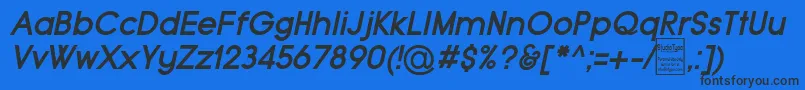 Шрифт TypoGroteskBoldItalicDemo – чёрные шрифты на синем фоне