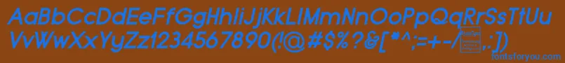 TypoGroteskBoldItalicDemo Font – Blue Fonts on Brown Background