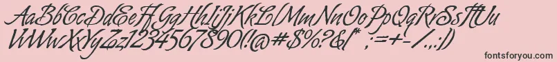 Fonte AlmondScriptAlt – fontes pretas em um fundo rosa