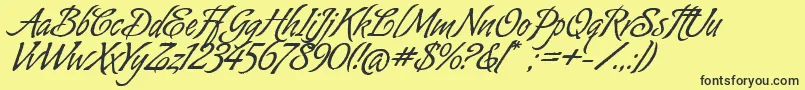 AlmondScriptAlt Font – Black Fonts on Yellow Background