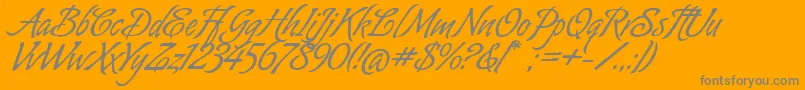 Fonte AlmondScriptAlt – fontes cinzas em um fundo laranja