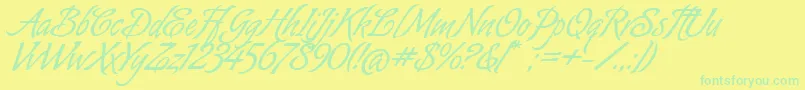 AlmondScriptAlt Font – Green Fonts on Yellow Background